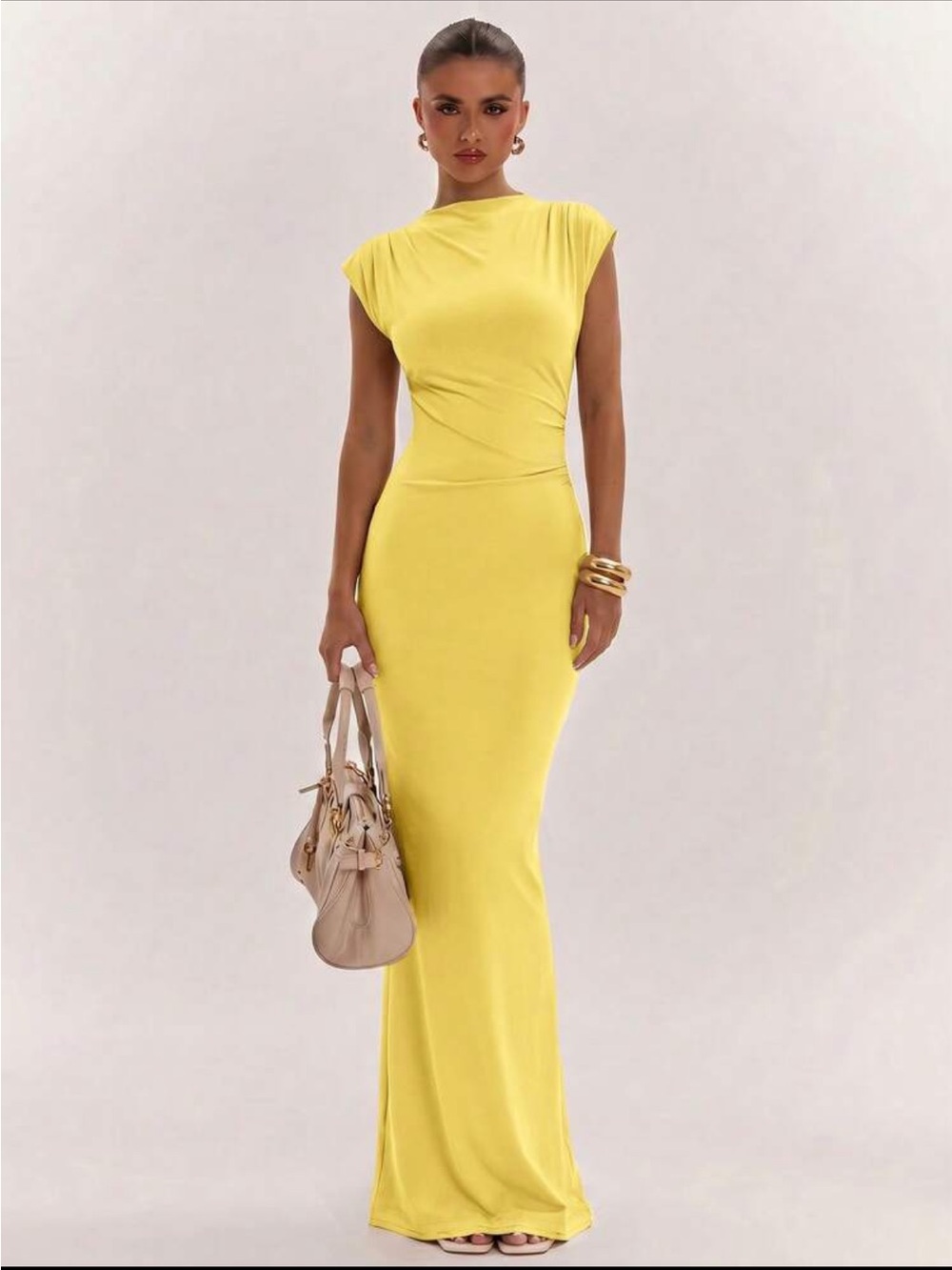 Yellow Mock Neck Sleeveless Maxi Dress NEW 🏷️